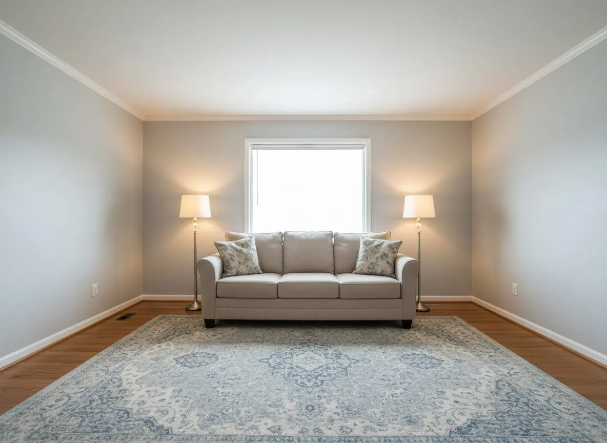 Keep the furniture and the lamps away from the edges of the frame