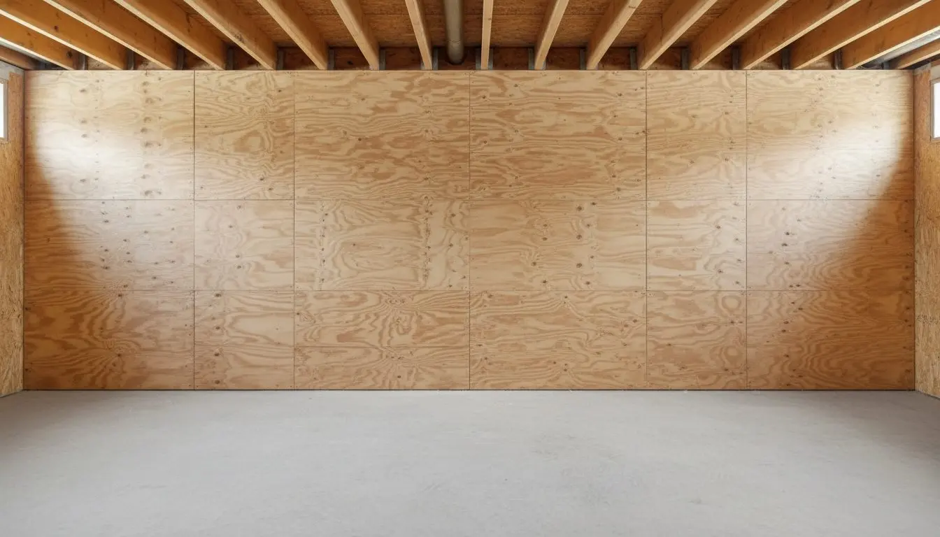 A basement wall hung to the joists end to end